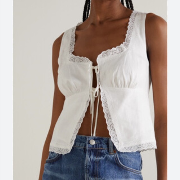 Reformation Tops - Reformation White Lace Trimmed Women's Top